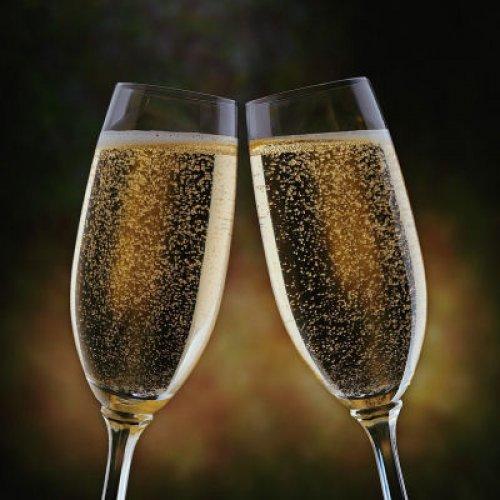 two champagne glasses